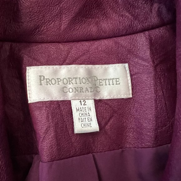 Crinkled leather blazer size 12P - Picture 3 of 3
